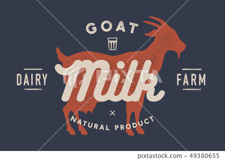 logo with goat silhouette, text milk, dairy farm 查看全部