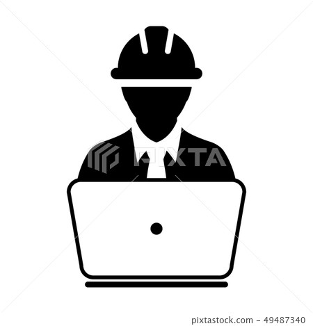 Service Worker Icon Vector Male Construction Stock Illustration