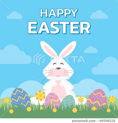 插图素材: easter bunny and easter eggs greeting card 查看全部