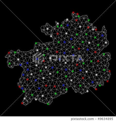 Bright Mesh Wire Frame Guizhou Province Map Stock Illustration