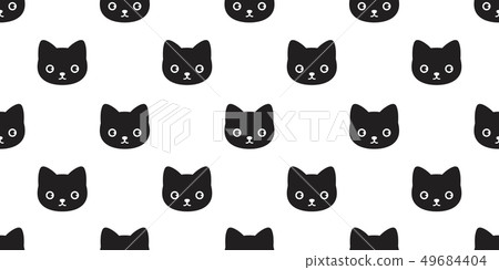 插图素材: cat seamless pattern vector pet kitten calico tile