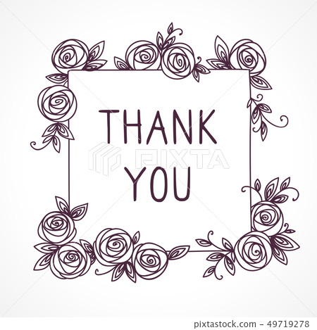 图库插图: vintage cute floral frame. thank you card.