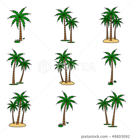 图库插图 palm tree vector set