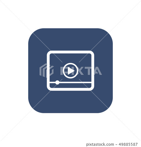 插图素材: media player icon, flat design on dark background.