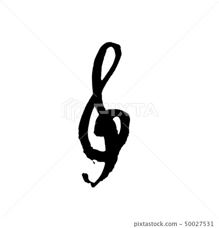 插图素材: treble clef icon. grunge brush vector illustration.