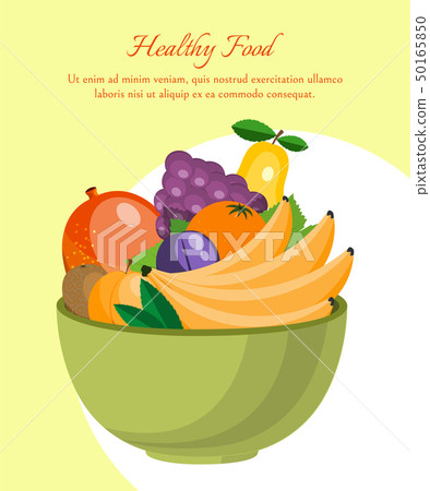 organic and natural food vector illustration. bowl with fresh
