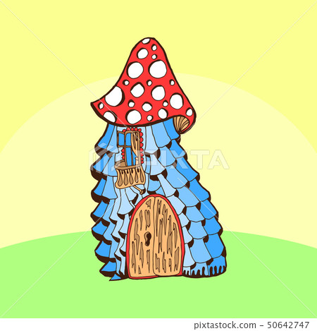 插图素材 fairy cartoon doodle style ornamental colorful house.