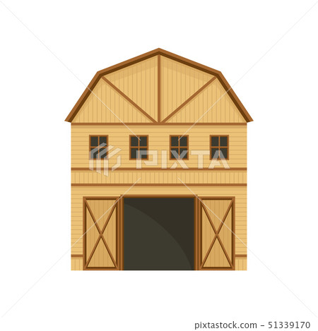 插图素材: large barn with brown beams.