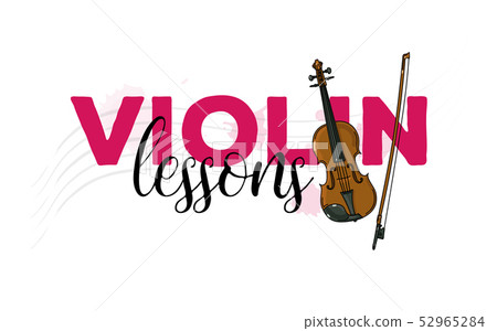 插图素材: violin lessons poster with illustration of violin with