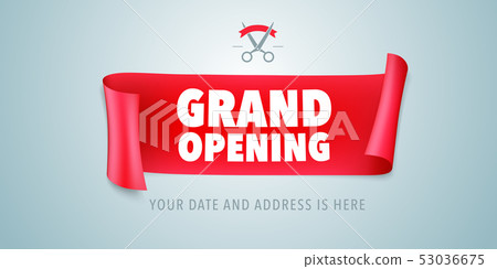插图素材: grand opening vector background. ribbon cutting
