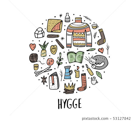 Hygge Concept Vector Isolated Symbols Stock Illustration