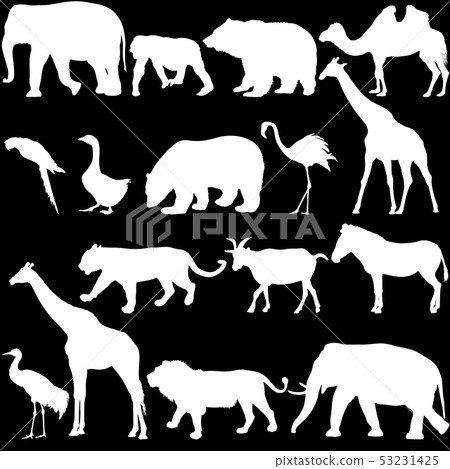 插图素材: silhouette elephant bear eagle trot duck zebra on 查看