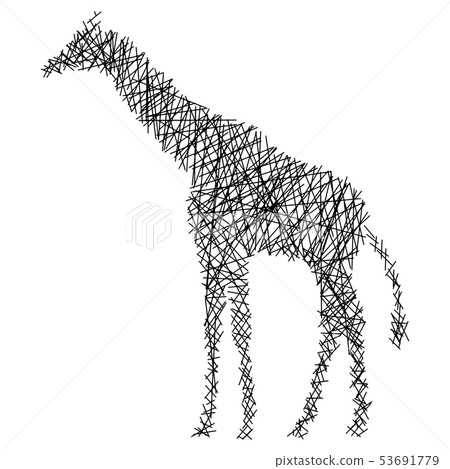 插图素材: silhouette giraffe with messy straight lines 查看全部