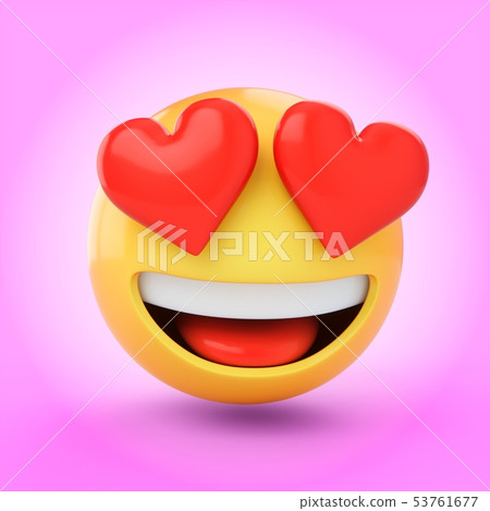 D Rendering Falling In Love Emoji Isolated Stock Illustration