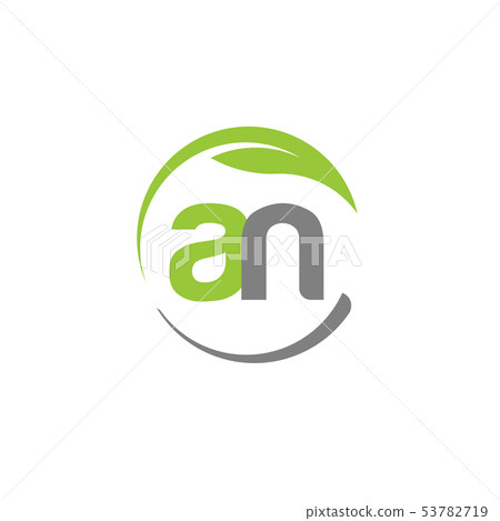 插图素材: creative letter an with circle green leaf logo 查看