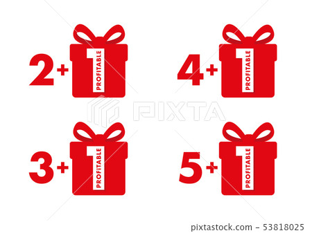five get plus one free set of labels with red numbers and gift