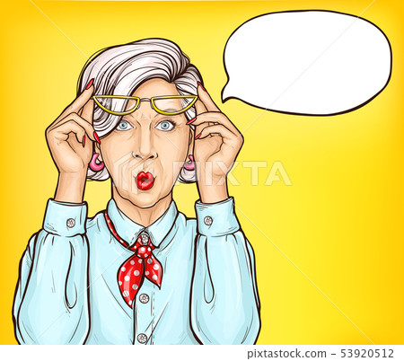 senior头像,senioryear 插图素材: surprised senior woman cartoon vector portrait