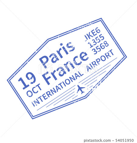 Paris International Travel Visa Stamp On White Stock Illustration