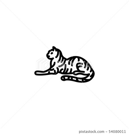 web line icon. tiger; wild animals black on white 54080011