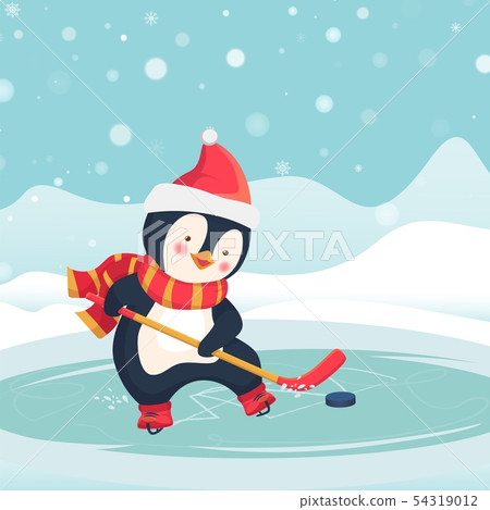 插图素材: penguin play ice hockey in the winter 查看全部