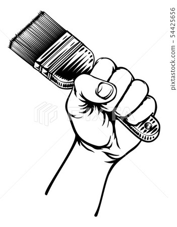 Hand Holding Decorators Paintbrush Stock Illustration Pixta