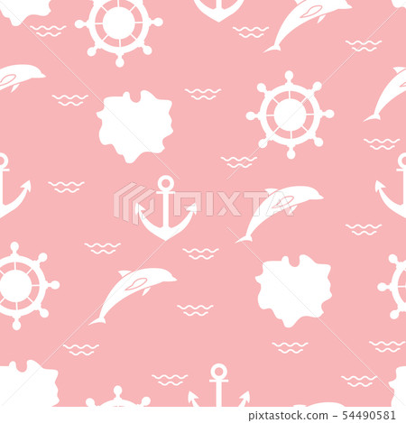 插图素材: seamless marine pattern