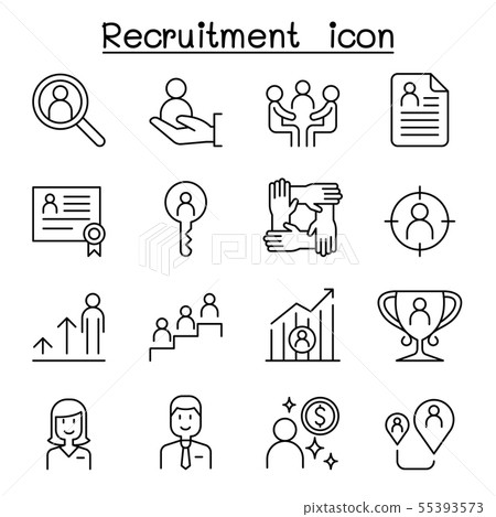插图素材: recruitment & job icon set in thin line style 查看全部