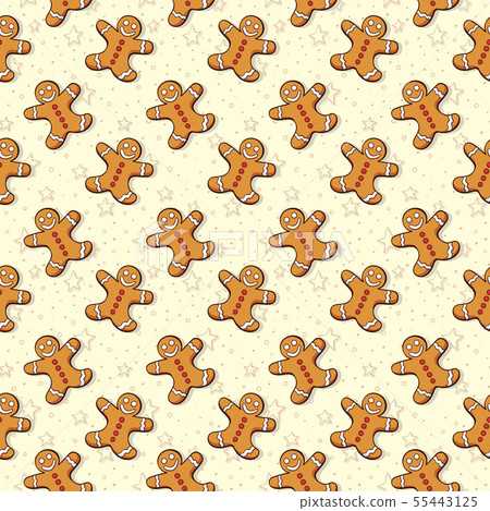 Christmas Gingerbread Man Seamless Pattern Stock Illustration