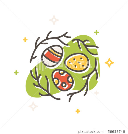 插图素材: easter egg in nest filled outline vector icon 查看全部