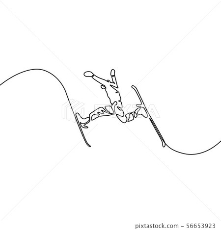 插图素材 continuous one line drawing skier jump vector 查看