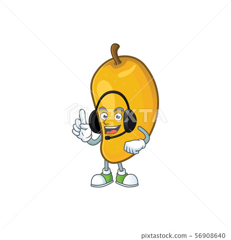 插图素材: with headphone ripe mango character cartoon on white