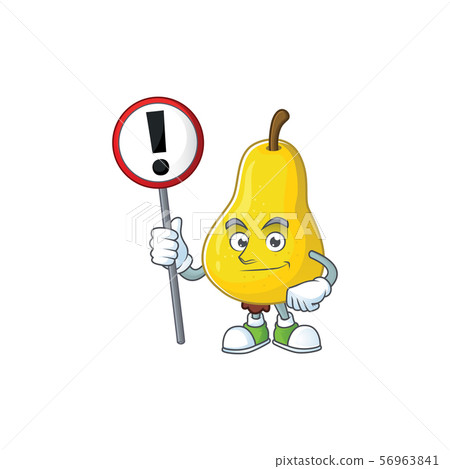 插图素材: with sign fruit pear cartoon character with mascot