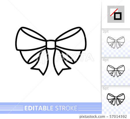 插图素材: bow ribbon gift decor single thin line vector icon