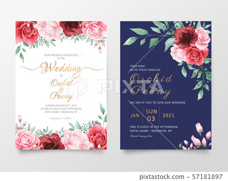 插图素材: wedding invitation cards template set with 查看全部