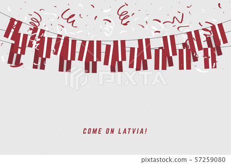 on white background, hang bunting for latvia celebration