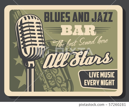 插图素材: live music jazz and blues, retro invitation 查看全部