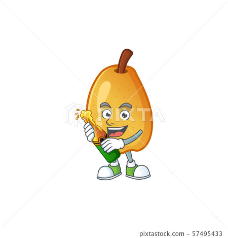插图素材: with beer fragrant pear cartoon character with mascot