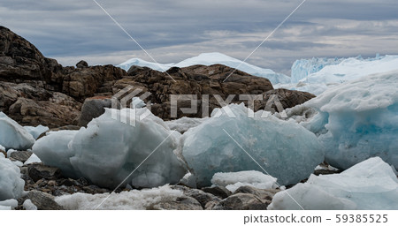 from glacier in dramatic arctic nature landscape on greenland