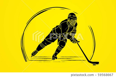 插图素材: ice hockey, sport player cartoon action graphic vector