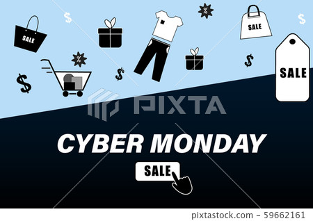 插图素材: cyber monday sale concept, gift present vector icon on