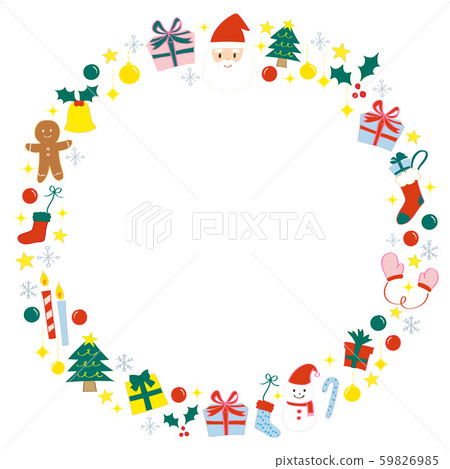 Round Frame With Christmas Motif Stock Illustration Pixta