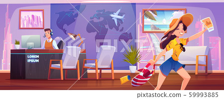 插图素材: woman in travel agency buying tour for vacation 查看