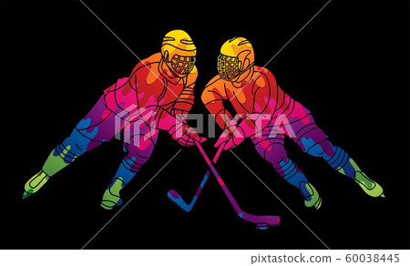 插图素材: ice hockey players action cartoon sport graphic vector