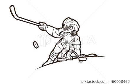 插图素材: ice hockey players action cartoon sport graphic vector