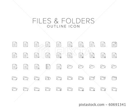 Files And Folders Line Icon Set Stock Illustration Pixta