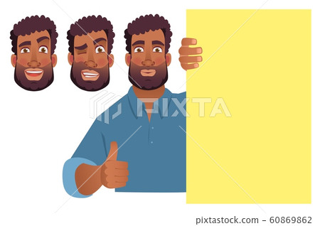 African Man Holding Blank Banner Stock Illustration Pixta