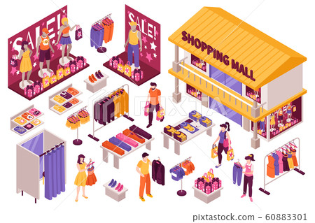 Clothing Store Isometric Set Stock Illustration Pixta