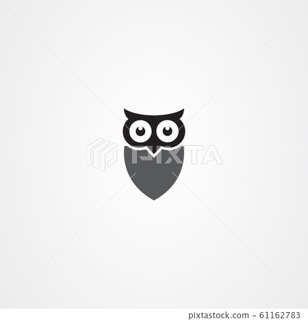 插图素材: owl icon logo vector design negative space style.