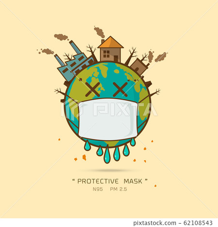 Earth Wearing Pollution Mask Stock Illustration 62108543 PIXTA