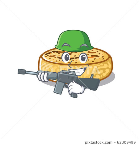 插图素材: a cute picture of crumpets army with machine gun